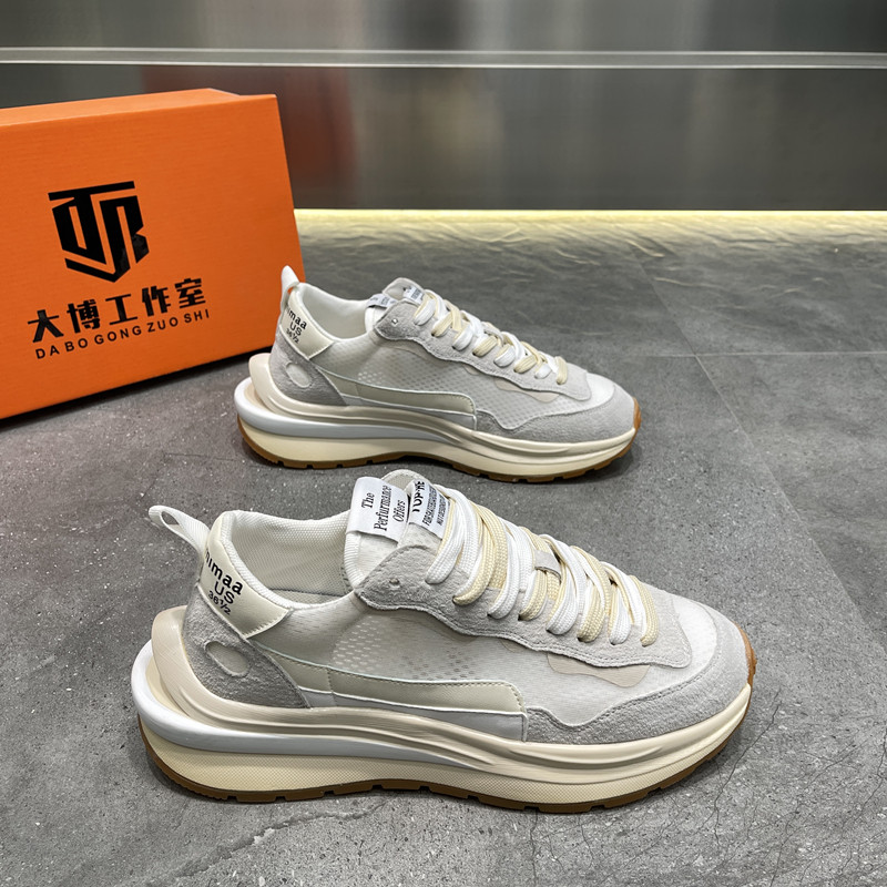 Male shoes Summer style Breathable Old Daddy Shoes Trend Genuine Leather Thick Bottom Waffle Shoes Net Face Thin low Help shoe sports casual shoes 