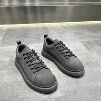 Mens shoes 2023 new spring genuine leather low help Martin boots trendy 100 hitch bottom casual shoes lacing mens board shoes