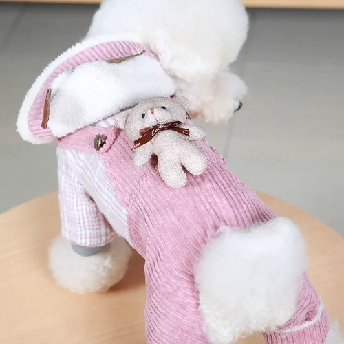 Одежда для щенка плюшевая осень и зимняя кошка питомца Бишон Померанская осень Маленький щенок Держите теплую густую зиму