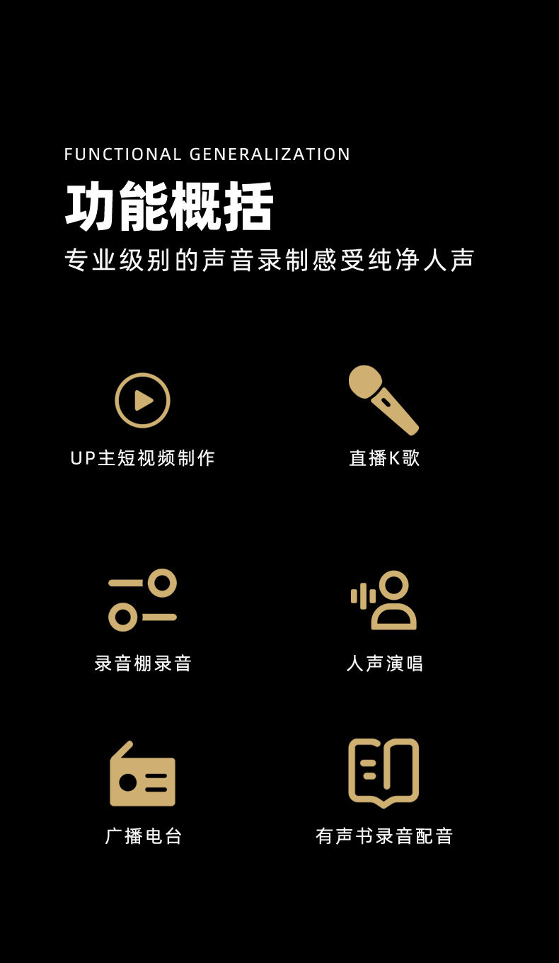 AYM A3 Pro大振膜电容话筒 有线录音配音直播 K 歌专业收音麦克风