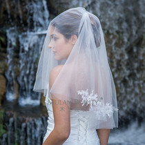 New double-layer soft yarn lace yarn wedding tour simple Korean style cover short bridal yarn