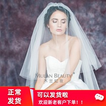 The new double-layer hard yarn Bride wedding veil can cover the photo studio photography seaside travel headwear