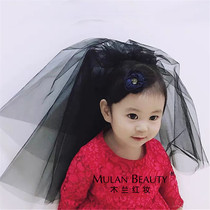 New Korean childrens hair hoop head yarn photography selfie black short head yarn Super fairy Pengpeng yarn