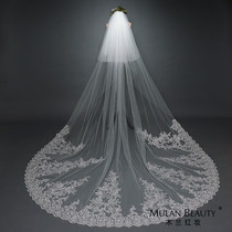 2020 New Bride wedding long tailing sequins lace white veil big tailing wedding soft yarn accessories