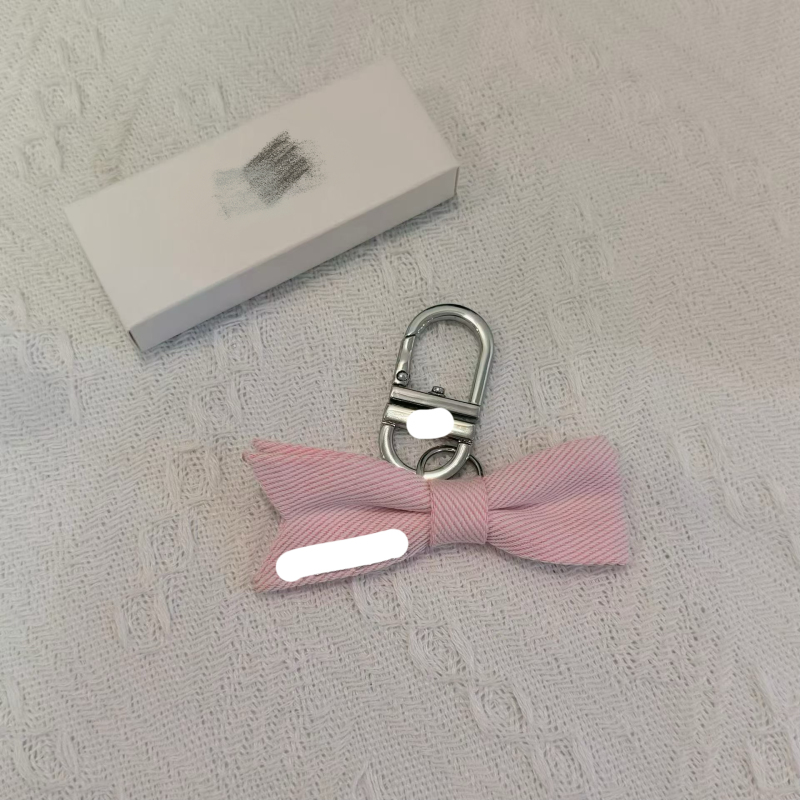 Chinese Valentine's Day New Bow-Knot Fabric Keychain Pink Pendant High-End Jewelry