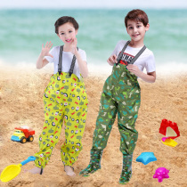 Rain Amoy childrens rain pants Boys and girls waterproof pants Bib pants Kindergarten one-piece rain pants raincoat rain pants suit