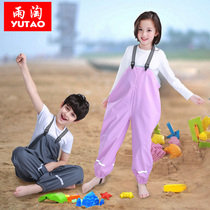 Childrens rain pants Waterproof strap one-piece rain pants Play sand pants Kindergarten raincoat environmental protection wader play water catch fish pants