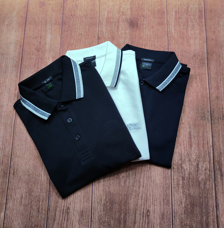 Men's Slim-Fit Green Label German Boss Pure Cotton Lapel Short-Sleeve Polo Shirt Special Offer