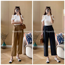 Flipped Korean ensembles ambience ~ Dont touch the waist butterfly knot lacing Min * flower bud casual pants 210709