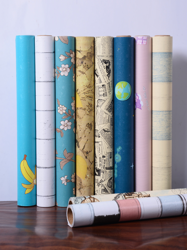 PVC waterproof moisture-proof decorative self-adhesive wallpaper Cute cartoon bedroom bedroom desk renovation wallpaper sticker