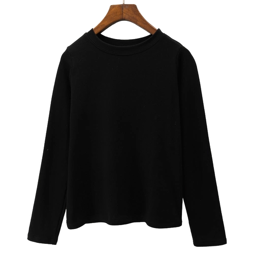 Весенняя черная осенняя футболка, цветной хлопковый приятный телу лонгслив, свободный крой, в корейском стиле