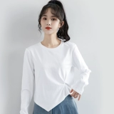 Весенний дизайнерский белый осенний короткий цветной приятный телу лонгслив, тренд сезона