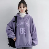 Демисезонная сиреневая утепленная толстовка для школьников с капюшоном