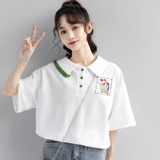 Белая дизайнерская летняя футболка polo, тренд сезона, с вышивкой