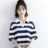 Летняя короткая футболка для школьников, воротник поло, короткий рукав, свободный крой