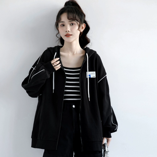 Весенняя толстовка с капюшоном с капюшоном, брендовая черная осенняя куртка для отдыха, кардиган с молнией