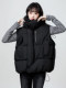 Black Stand-Collar Cotton Vest for Women, Winter 2026 New Style, Loose-Fitting Puffer Vest Jacket
