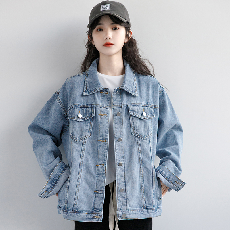 2026 Spring New Blue Denim Jacket Women's Spring and Autumn Korean Style Casual Outerwear Bf Loose Denim Jacket 2026 Spring New Blue Denim Jacket Women's Spring and Autumn Korean Style Casual Outerwear Bf Loose Denim Jacket