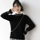 Демисезонный небольшой дизайнерский свитер, приятный телу лонгслив, тренд сезона, высокий воротник