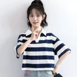 Летняя короткая футболка для школьников, воротник поло, короткий рукав, свободный крой