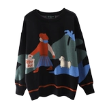 Весенний свитер, ретро лонгслив, тренд сезона, круглый воротник, оверсайз