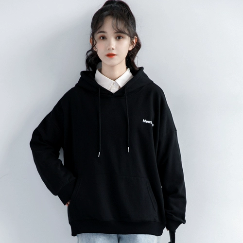 Осенняя японская черная тонкая толстовка с капюшоном для отдыха с капюшоном