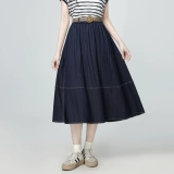 Синяя летняя тонкая длинная юбка, по фигуре, длина миди