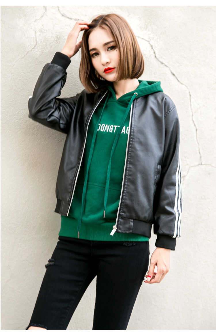 Jacket Áo khoác da mùa thu đông 2018 làn sóng mới BF gió đẹp trai phiên bản Hàn Quốc của đồng phục bóng chày mùa xuân và mùa thu áo khoác da nữ mùa thu áo da bò