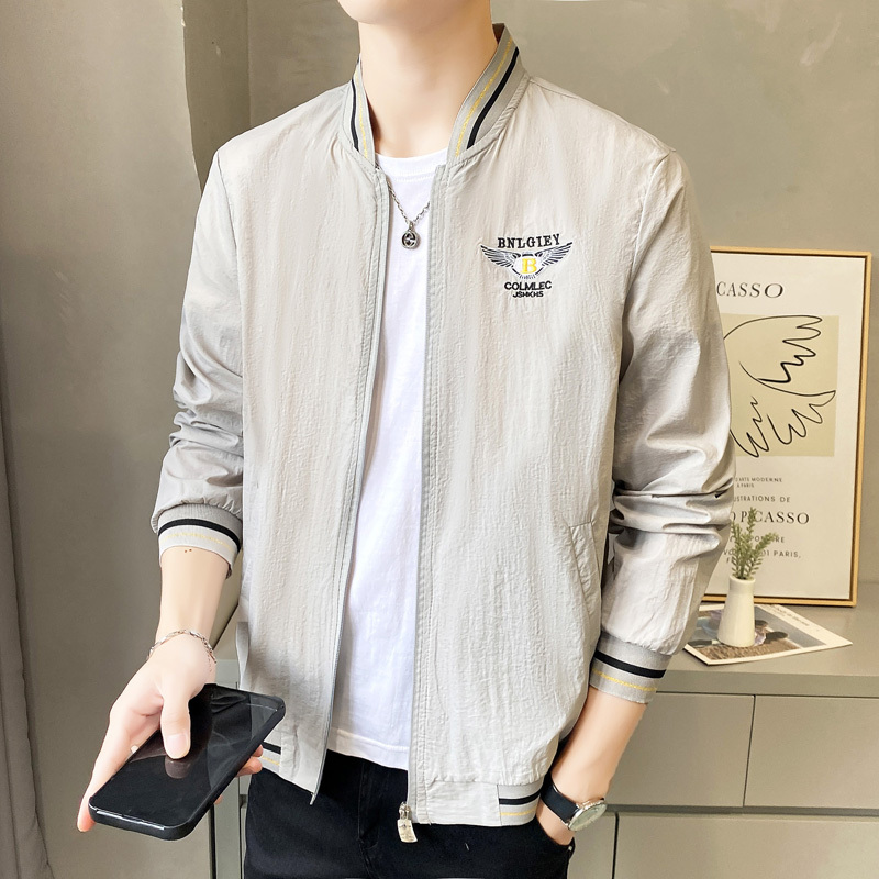 Summer High-End Sun Protection Clothing for Men, Ultra-Thin Breathable Casual Ice Silk Thin Jacket, Baseball Collar Summer Sun Protection Clothing Jacket Summer High-End Sun Protection Clothing for Men, Ultra-Thin Breathable Casual Ice Silk Thin Jacket, Baseball Collar Summer Sun Protection Clothing Jacket