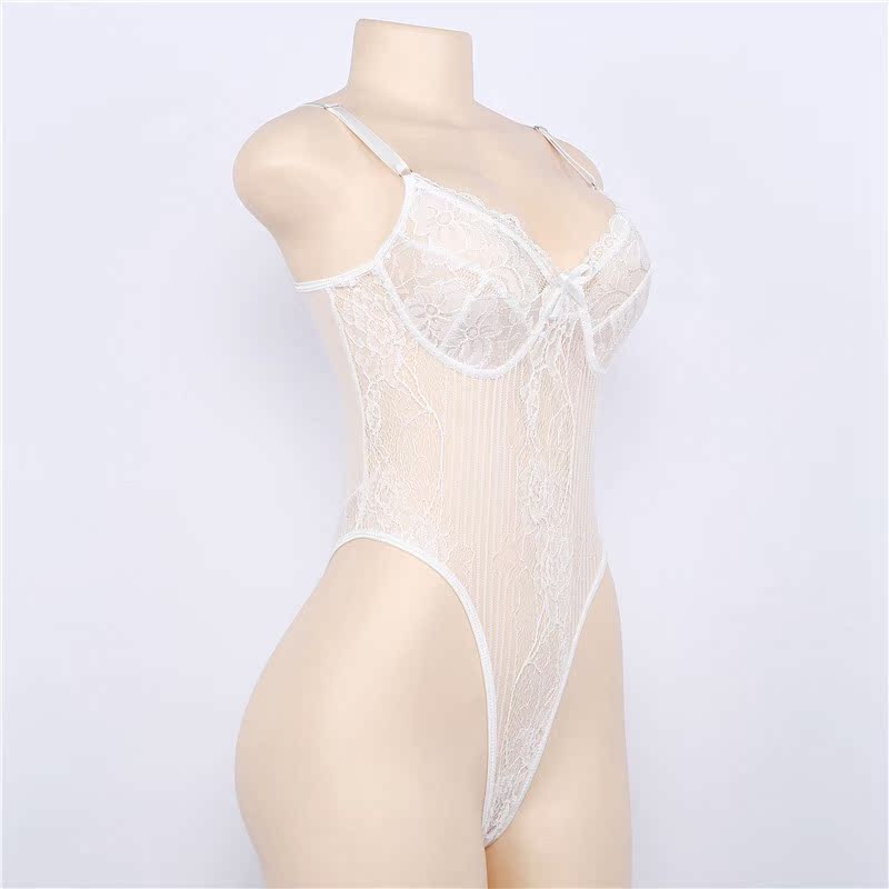Áo cổ chữ V châu Âu và Mỹ gợi cảm khoét lưng hở lưng gợi cảm ren một mảnh quần short jumpsuit gợi cảm shop đồ lót