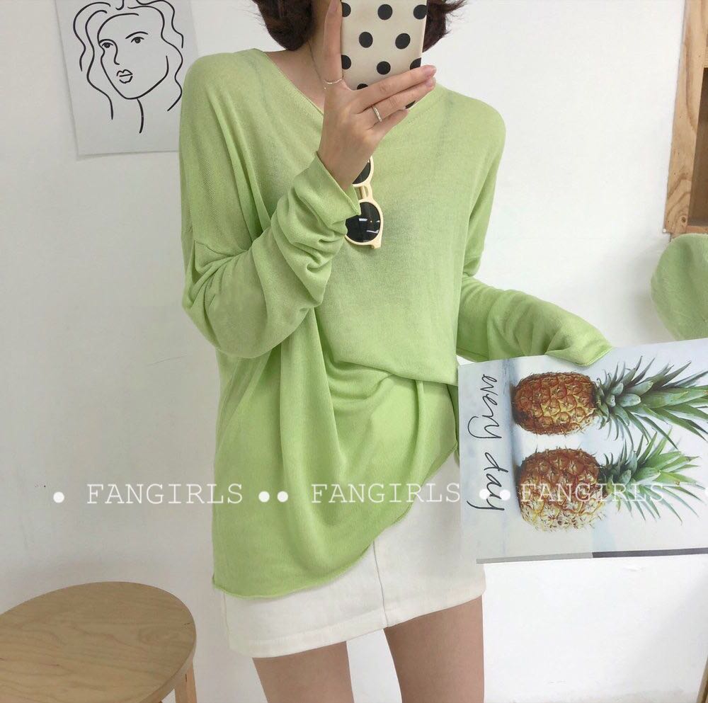 FANGIRLS Korea 2019 Summer round collar loose with lazy wind long sleeve sunscreen for undershirt woman