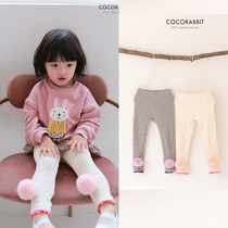 88 Spot niche tide brand childrens girls knitted striped hair ball leggings