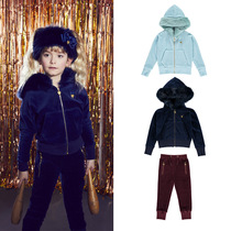 Spot authorized British Angels Face autumn and winter Girls plush hoodie jacket pants