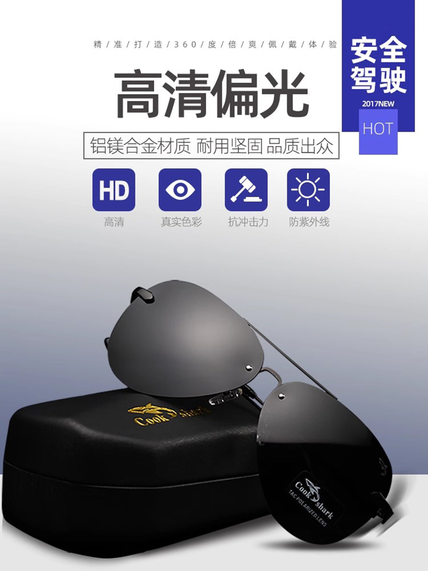 Cook Shark Sunglasses Polarized Aviator Sunglasses for Men and Women, Special for Driving, Trendy Toad Glasses