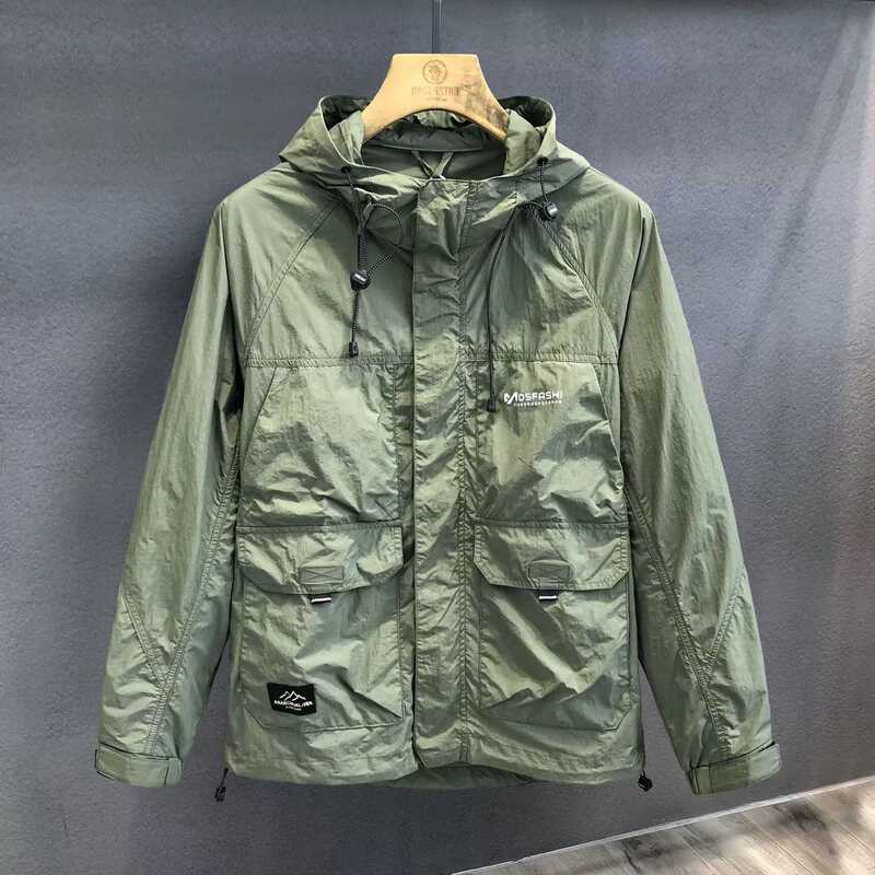 Summer New Style Workwear Hooded Sun Protection Jacket for Men, Loose and Versatile Casual Jacket, Trendy Brand Thin Coat for Men
