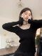 Beautiful Lace Square-Neck Base Shirt for Women, Suitable for Spring, Autumn, and Winter, Slim Fit, Pure and Desirable, Petite Size, Color-Blocking Inner Layer Top, Sweater for Women
