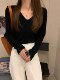 2026 Early Autumn New Pullover Loose Versatile Slimming V-Neck Sweater Long-Sleeve Knitted Base Shirt Women's Top