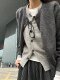 2026 New Korean-Style Chic Patchwork Color-Blocked Faux Two-Piece Knitted Cardigan Jacket for Women, Casual Outerwear Sweater Top