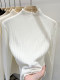 Autumn and Winter Ruffled Half-High Collar Knitted Base Shirt Sweater for Women, Slim Fit, Versatile, Unique Long-Sleeve Inner Top