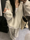 Korean Style Hooded Zip-Up Loose Sweater for Women, Autumn and Winter 2026 New Style, Lazy and High-End Knitted Cardigan Jacket