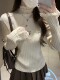 French-Style Gentle Chic Lace Half-High Collar Base Sweater for Women, 2026 Autumn Textured Inner Knit Top