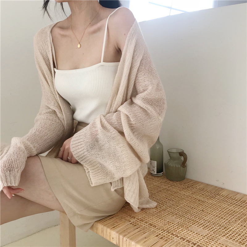 Thin Air-Conditioning Cardigan for Women, Korean Style, Loose, Hollow-Out, Short, Lazy Style, Knitted Sweater Jacket, Sun Protection Clothing for Summer Thin Air-Conditioning Cardigan for Women, Korean Style, Loose, Hollow-Out, Short, Lazy Style, Knitted Sweater Jacket, Sun Protection Clothing for Summer