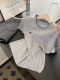 Thin Hollow-Out Cool Knit Short-Sleeve Women's Summer Chic Design Heart Embroidery T-Shirt Color-Blocked Base Top