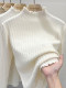 Autumn and Winter Ruffled Half-High Collar Knitted Base Shirt Sweater for Women, Slim Fit, Versatile, Unique Long-Sleeve Inner Top