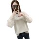 2024 spring new women's sweater knitted bottoming shirt lace sleeves thin solid color inner top loose and stylish