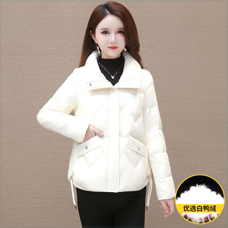 Fashion down clothes woman 2023 Winter new ladies slim fit with slim warm lady White duck suede jacket-Taobao
