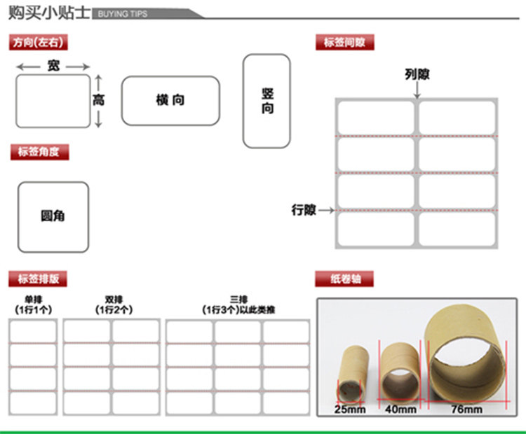 Термоэтикетка 圆形铜版不干胶直径1*1.2*1.5*2*2.5*3*3.5*4*4.5cm圆标点标签纸5
