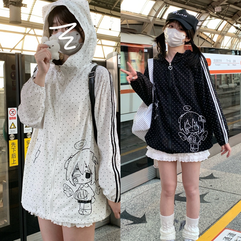 Jiu Goose Store """"Wave Dot Fantasy Pain Angel》 6.12/20:00 Hooded Sun Protection Jacket Subculture House Jacket