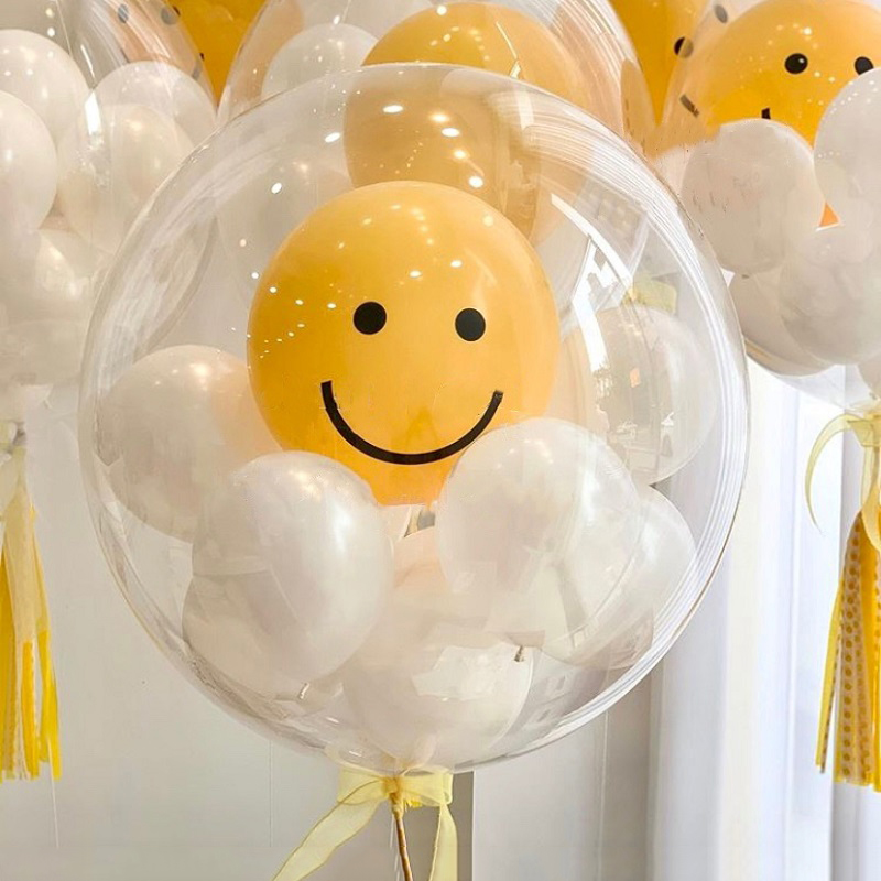 ins Korean tennis ball Smiley Face Wave ball latex balloon baby birthday party photo props arrangement