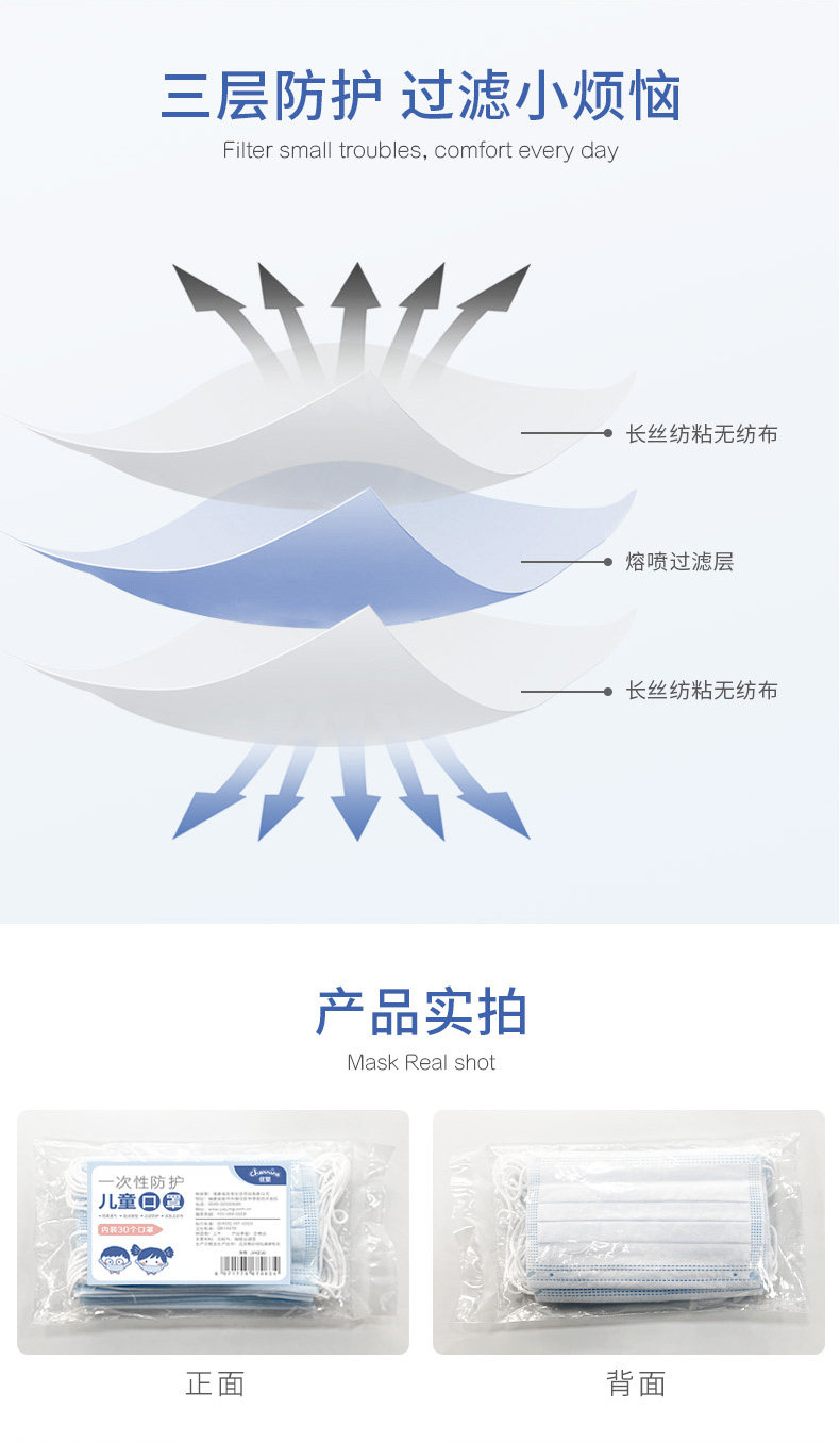 佳婴 儿童一次性防护口罩 30片 图5